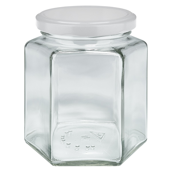 390ml Verre hexagonal avec couvercle BasicSeal argent UNiTWIST