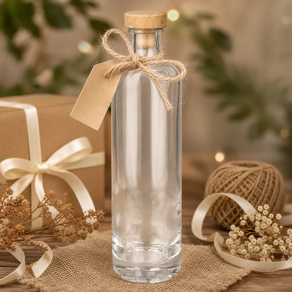 Bouteille en verre 500 ml « Ella » avec bouchon en bois UNiTWIST®