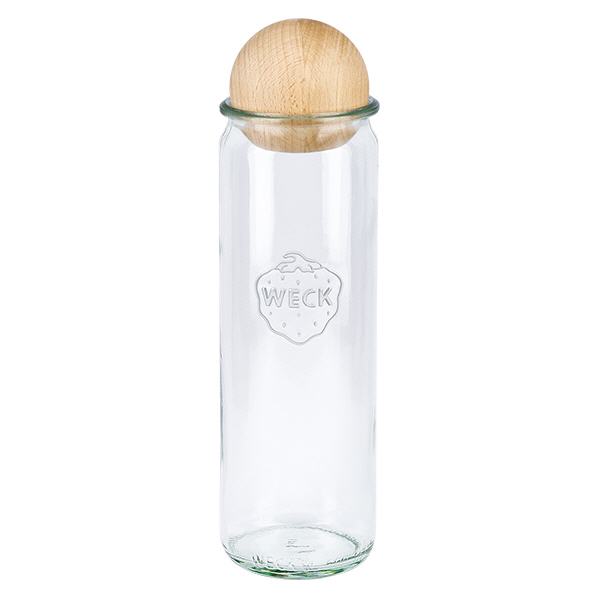 600ml bocal cylindrique WECK RR60 avec boule en bois en hêtre