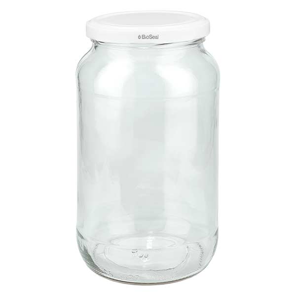 1062ml Verre rond avec couvercle BioSeal blanc UNiTWIST