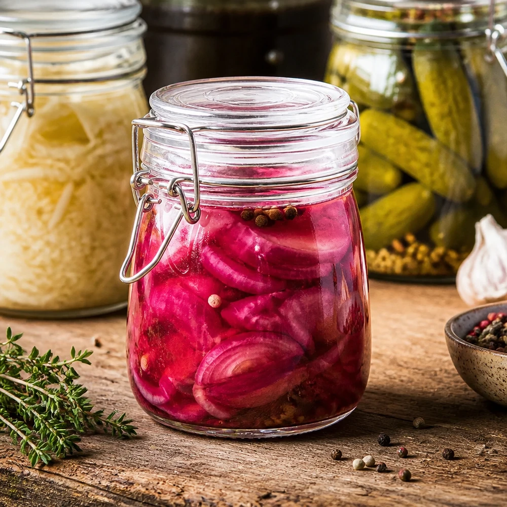 Pot de réserve 750ml type S avec fermeture à étrier UN. Bocal de stockage polyvalent de 750 ml avec fermeture à étrier pour les légumes marinés et les aliments fermentés