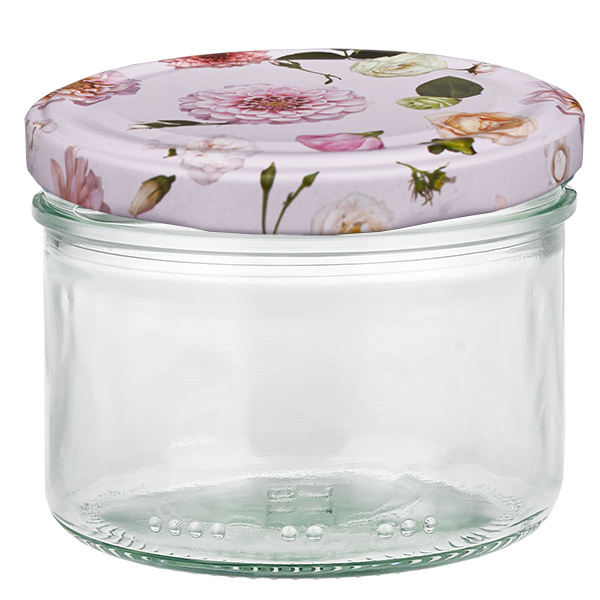 Pot cylindrique de 230 ml + couvercle BasicSeal rose fleur