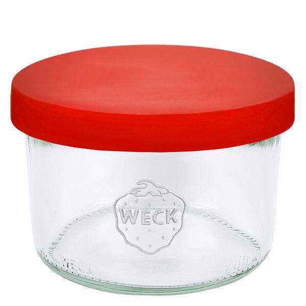 200ml bocal conique WECK RR80 avec couvercle en silicone rouge