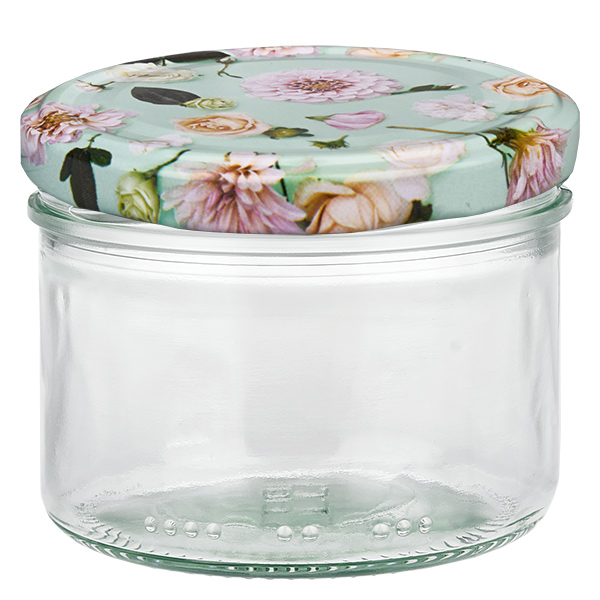 Pot cylindrique de 230 ml + couvercle BasicSeal en forme de fleur de menthe