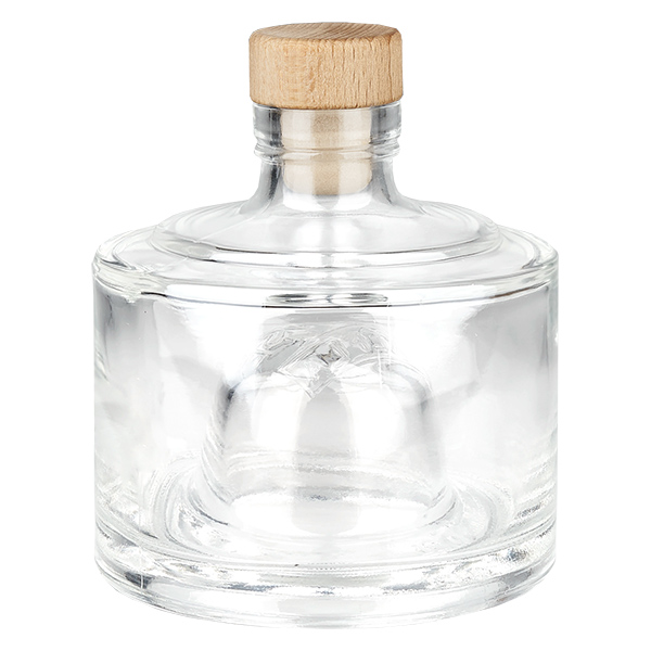 Bouteille en verre 200 ml « Barbara » avec bouchon en bois UNiTWIST®