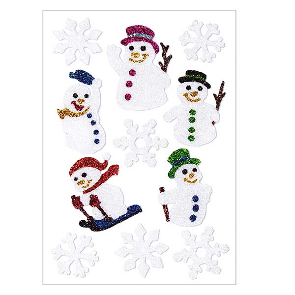Autocollants "Bonhomme de neige" (11 stickers avec paillettes) Autocollants "Bonhomme de neige" (11 stickers avec paillettes)