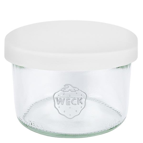 200ml bocal conique WECK RR80 avec couvercle en silicone blanc