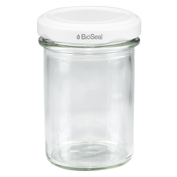 230ml Verre conique avec couvercle BioSeal blanc UNiTWIST
