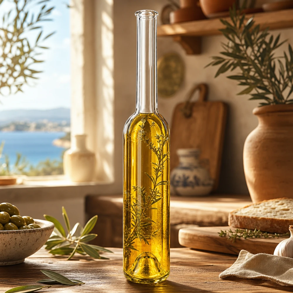 Bouteille en verre 100ml Hugo à l'huile d'olive herbes cuisine méditerranéenne déco goulot long UNiTWIST Photo produit 7