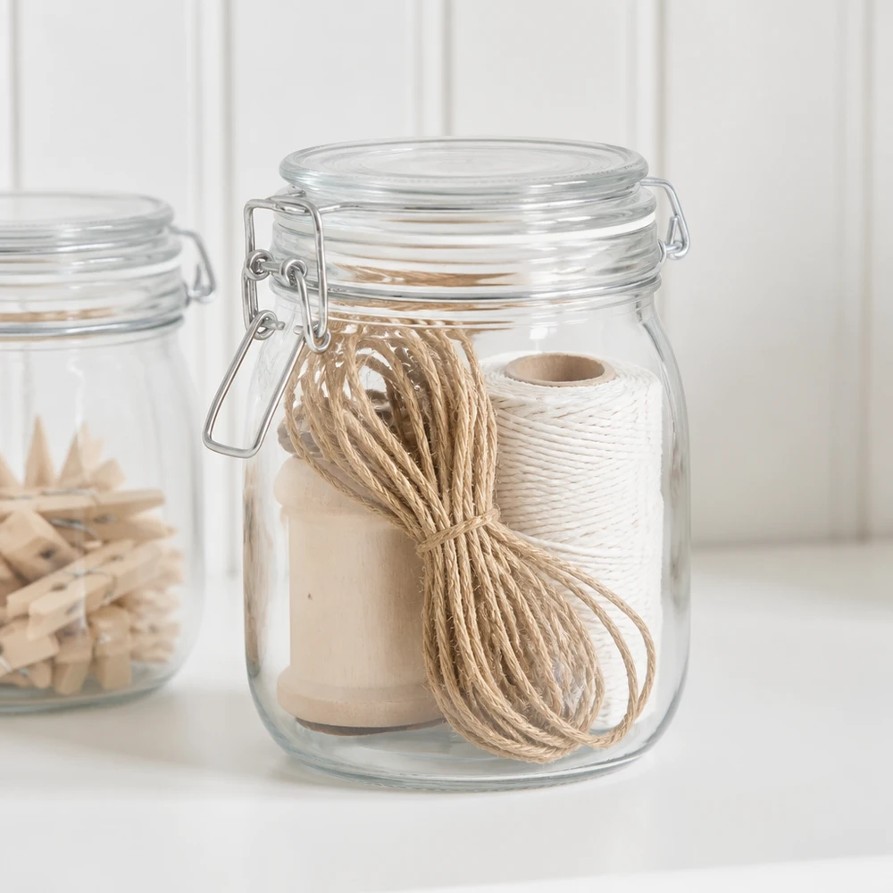 Cordon naturel pour la décoration, 300 cm de long Cordon naturel de jute 300cm bien rangé dans un bocal avec un cordon blanc comme idée de rangement pratique