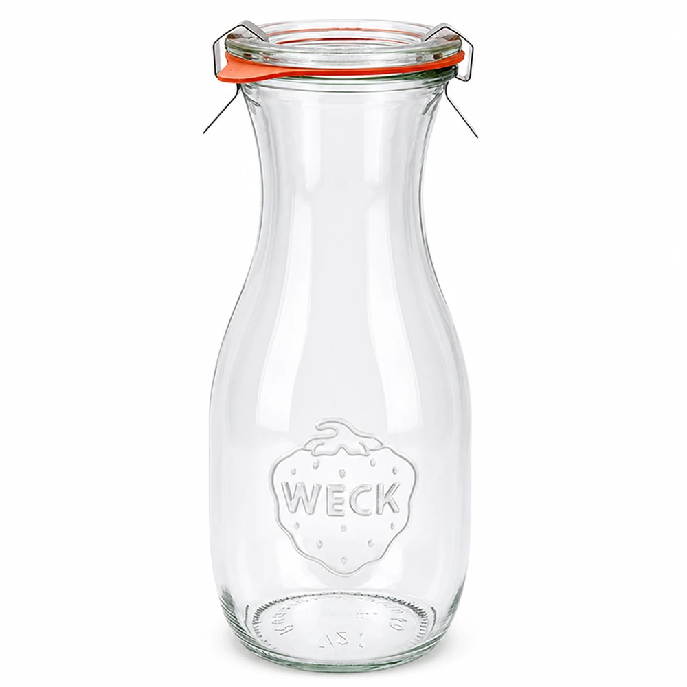Bouteille à jus de 530 ml, ensemble complet WECK RR60 WECK Bouteille de jus de fruits 530ml avec couvercle en verre et anneau en caoutchouc RR60 Bocal pour jus de fruits et boissons