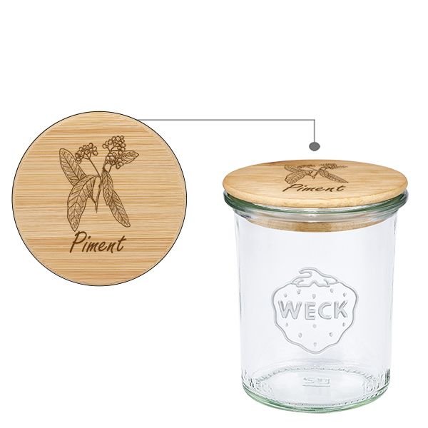 Colonne en bois « Piment » avec verre WECK verdoyant 160 ml