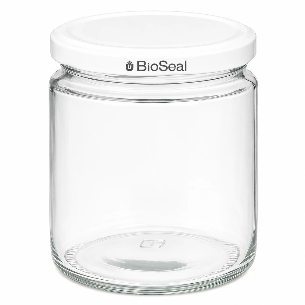 Pot de miel de 250ml avec couvercle blanc BioSeal UNiTWIST vide transparent Pot de confiture de miel