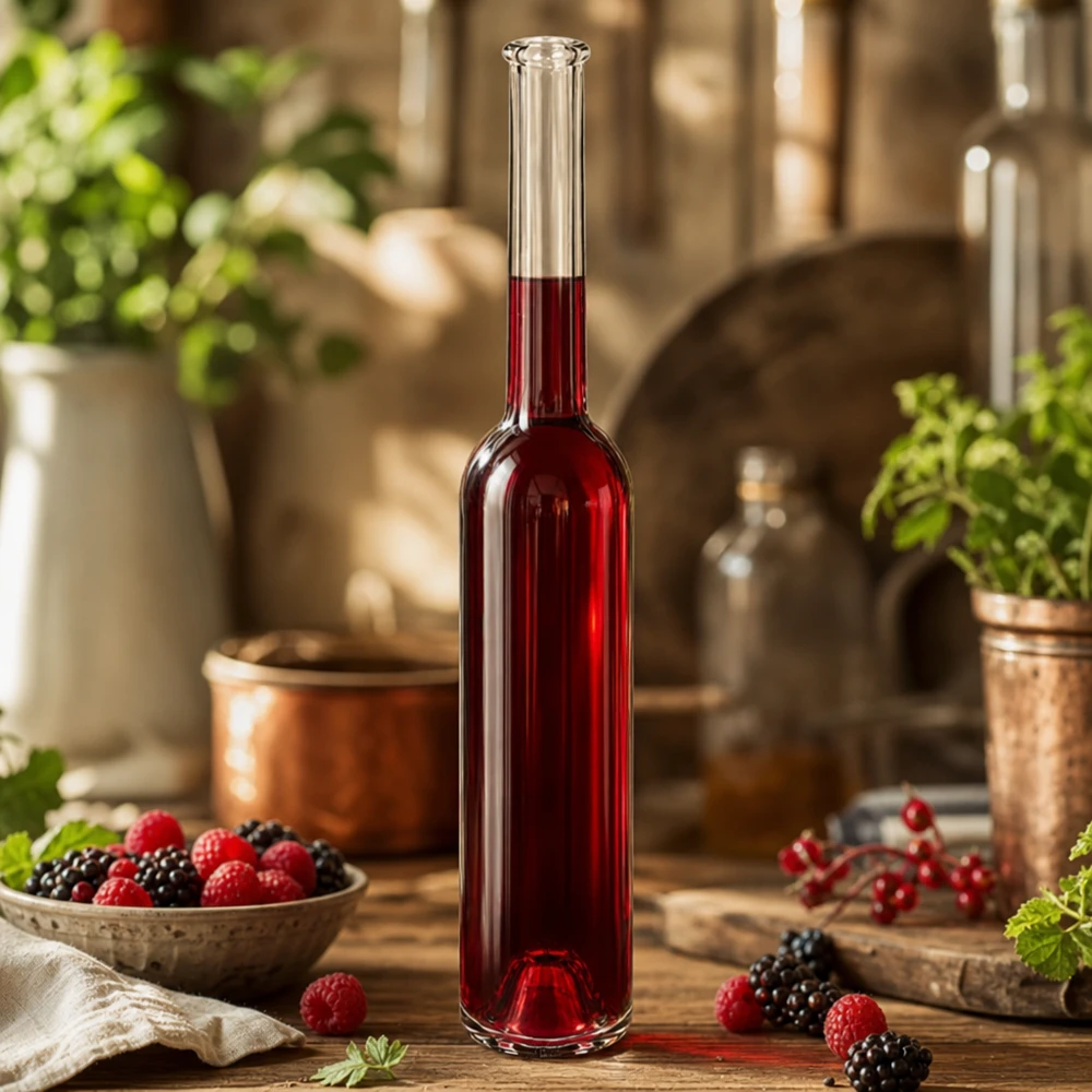 Bouteille en verre 100 ml « Hugo » sans bouchon UNiTWIST® Bouteille en verre de 100ml Hugo remplie de liqueur de baies décoration rustique de cuisine baies ambiance UNiTWIST Image du produit 8