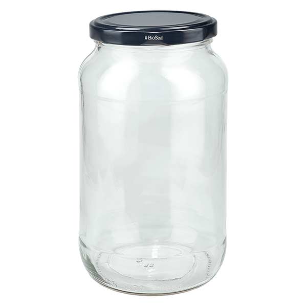 1062ml Verre rond avec couvercle BioSeal noir UNiTWIST