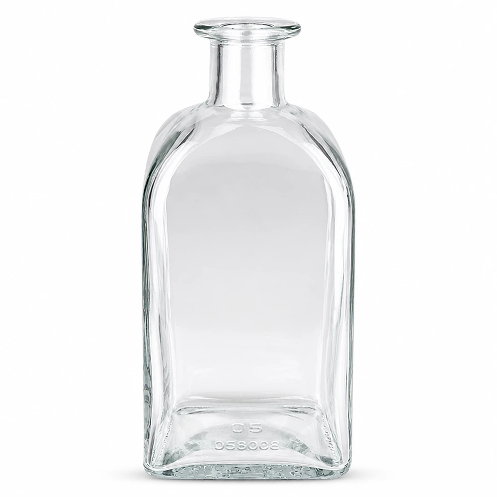 Bouteille en verre Julia 500ml sans bouchon UNiTWIST transparent rectangulaire avec col court pour spiritueux et huiles