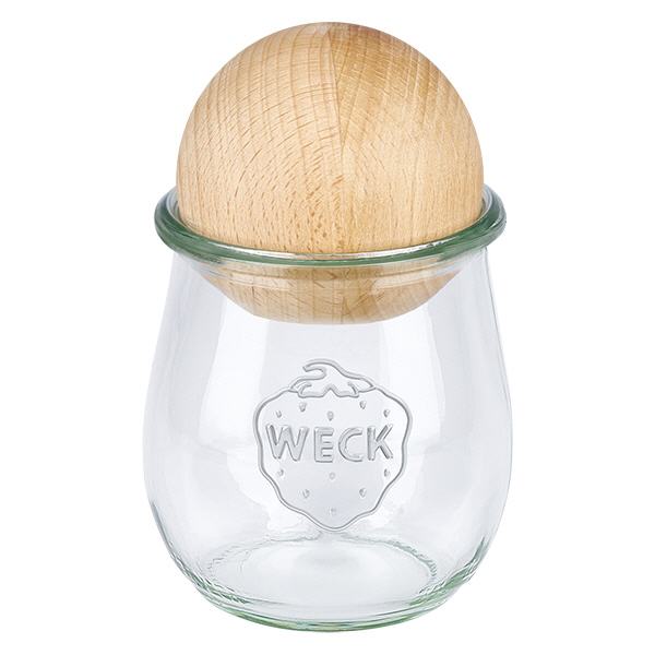 220ml bocal tulipe WECK RR60 avec boule en bois en hêtre