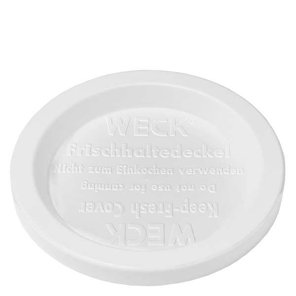 Bocal décoratif de 560 ml avec couvercle hermétique WECK RR80 WECK Couvercle fraîcheur blanc pour pot à kouglof RR80 de 165 ml - vue détaillée de l'inscription en relief et de la structure