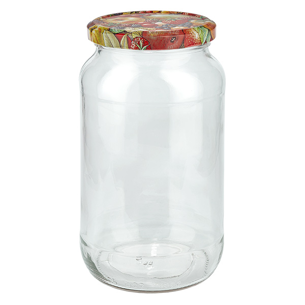 1062ml Verre rond avec couvercle BasicSeal décor fruits UNiTWIST