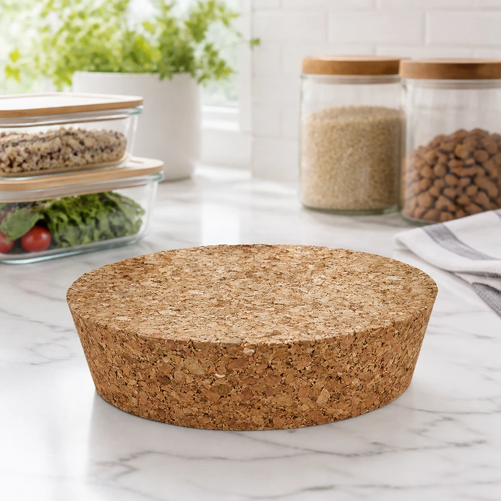 WECK RR80 Bouchon sur plaque de marbre dans une cuisine moderne avec bocaux de stockage riz noix organisation naturelle de la cuisine