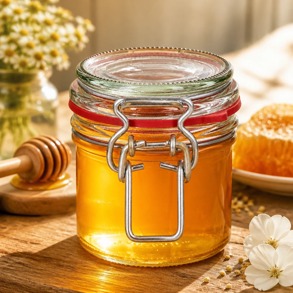 Bocal de conservation de 135 ml, type G, avec bouchon à clip UN..