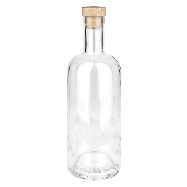 Bouteille en verre 750 ml « Attila » avec bouchon en bois UNiTWIST®