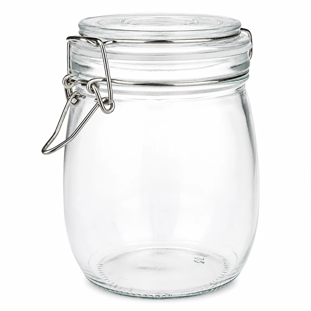 Pot de réserve 750ml type S avec fermeture à étrier UN. Bocal à provisions 750ml avec fermeture à étrier en verre transparent pour la cuisine et le rangement