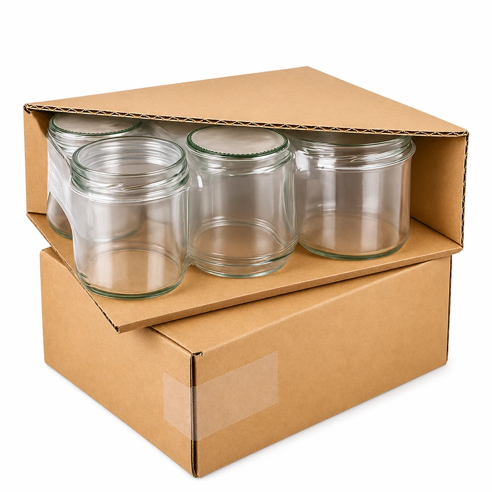 Pot rond de 795 ml + couvercle BasicSeal fleur menthe UNiTWIST Emballage de bocaux ronds de 795ml avec couvercles à fleurs menthe en carton, livraison professionnelle des bocaux