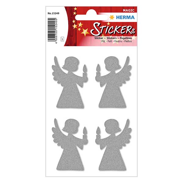 Stickers en feutre "Ange" (4 stickers avec paillettes) Stickers en feutre "Ange" (4 stickers avec paillettes)