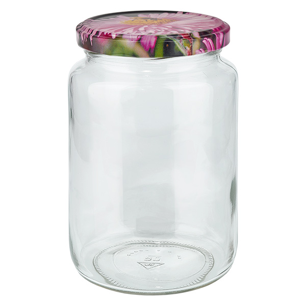 795ml Verre rond avec couvercle BasicSeal decor floral UNiTWIST