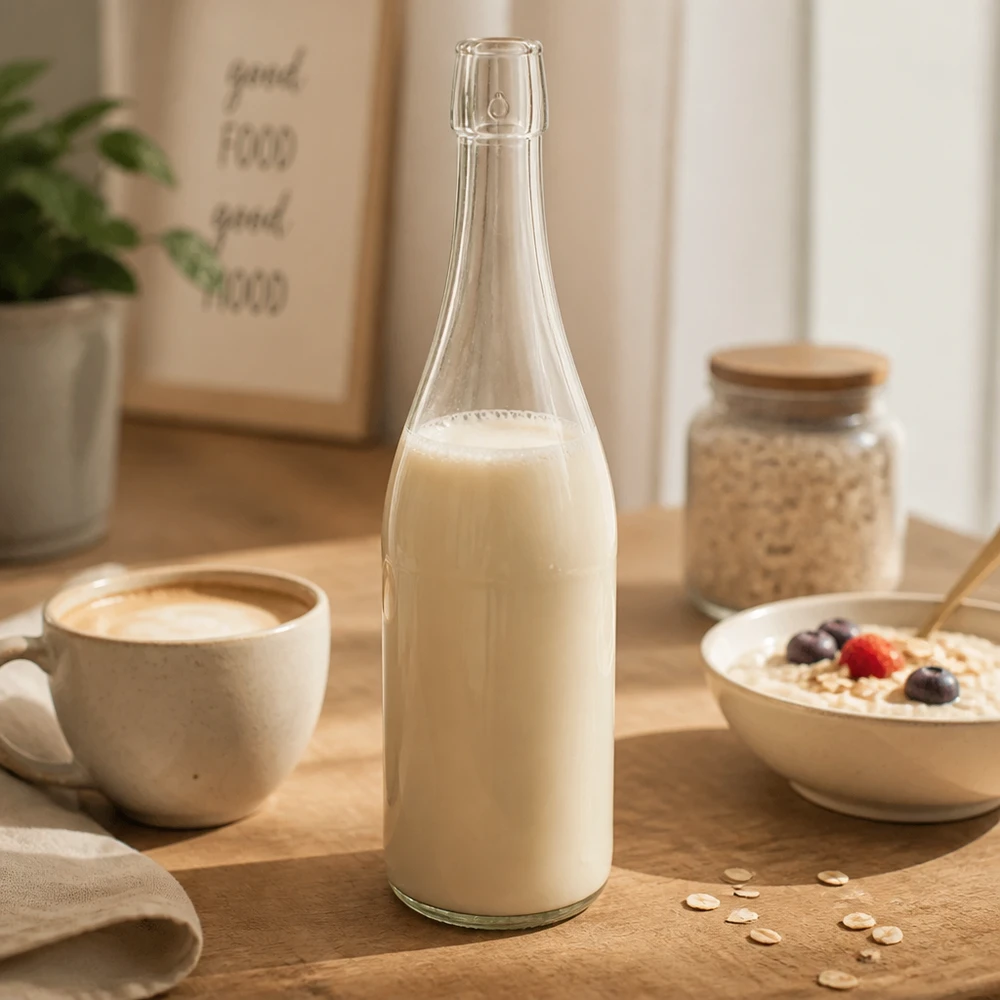 Bocal en verre présenté pour les overnight oats et petits-déjeuners préparés