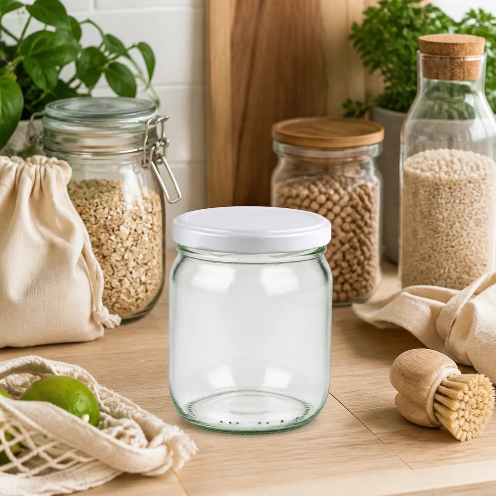 425ml Verre rond avec couvercle BasicSeal blanc UNiTWIST 425ml Verre rond avec couvercle BasicSeal blanc UNiTWIST