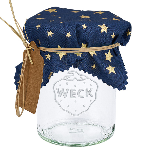 Couvercle en tissu bleu étoiles 120x120mm carré