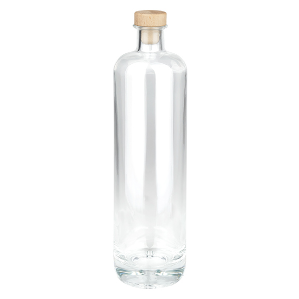 Bouteille en verre 700 ml « Élégance » avec bouchon en bois UNiTWIST®
