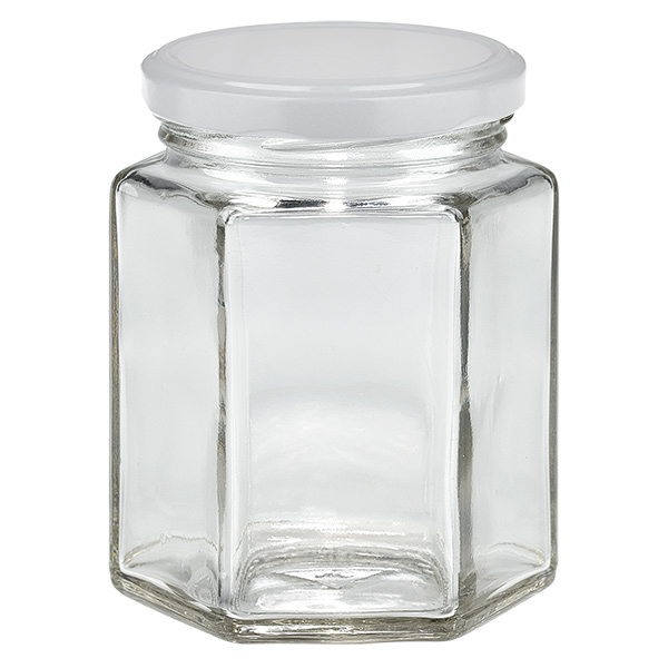 196ml Verre hexagonal avec couvercle BasicSeal blanc UNiTWIST