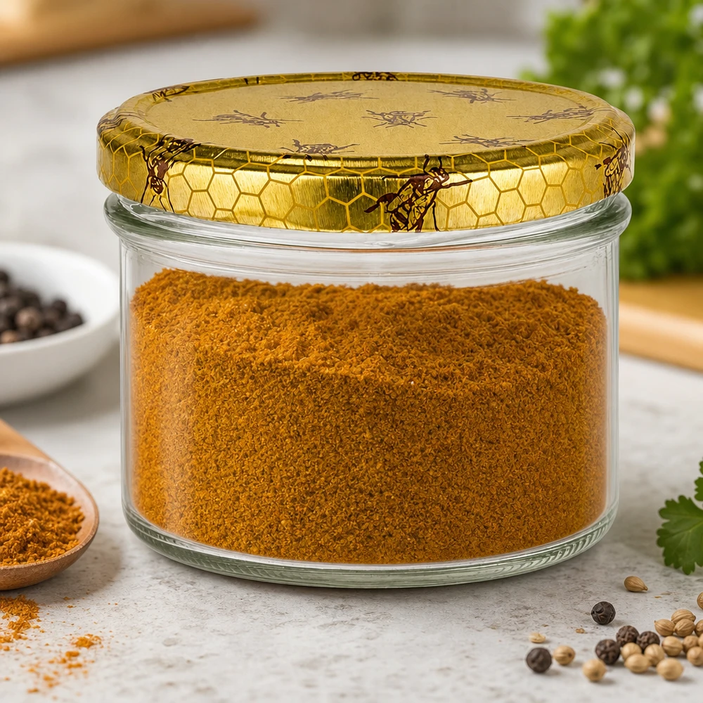 Bocal 225 ml rempli d'épices en poudre BasicSeal Couvercle en nid d'abeille Bocal à épices Conservation en bocal de cuisine