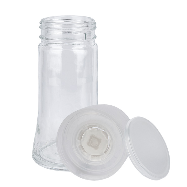 Pot à épices en verre transparent 95 ml, moulin en céramique transparent Pot à épices en verre transparent 95 ml, moulin en céramique transparent