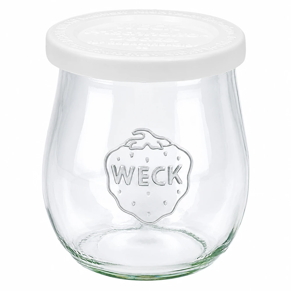 Bocal en forme de tulipe de 220 ml avec couvercle hermétique WECK RR60 WECK Pot tulipe 220ml avec couvercle fraîcheur blanc RR60 - bocal en verre pour la conservation et le stockage