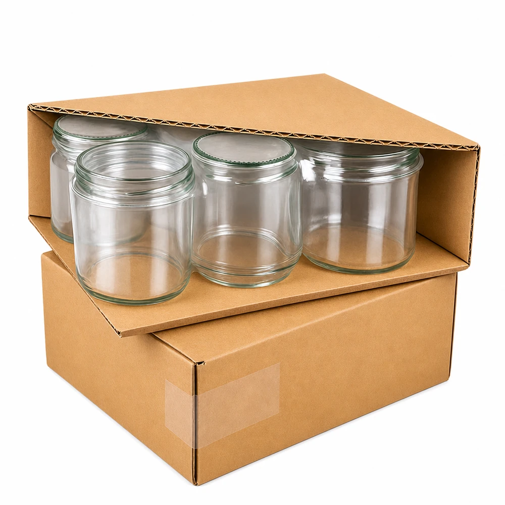 Pots renversés 350ml emballés dans un carton, emballage d'expédition pour bocaux avec couvercles BasicSeal
