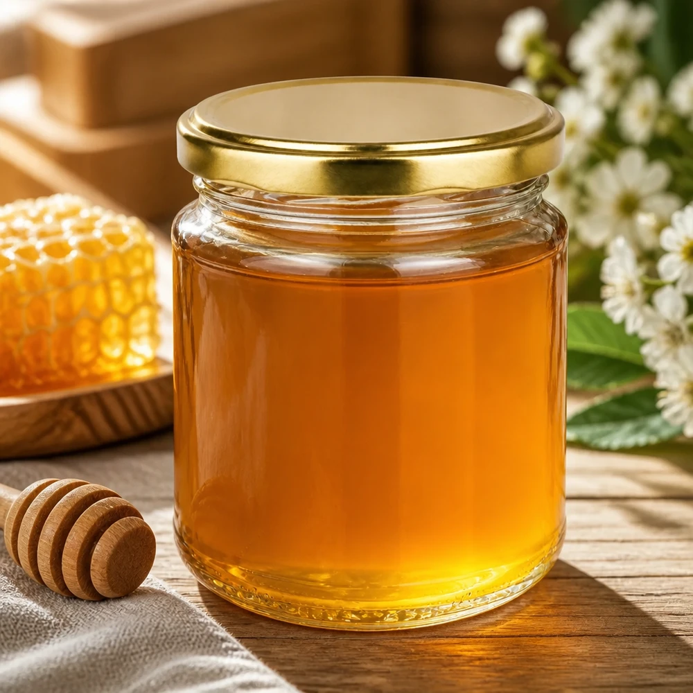 212ml Rundglas UNiTWIST mit goldenem Deckel für Honig - perfekt für natürliche Süßspeisen und Imkerei-Produkte