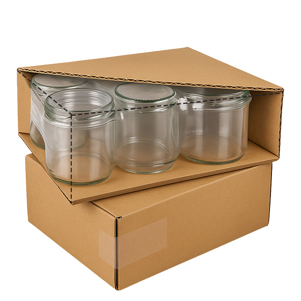212ml bocaux ronds UNiTWIST avec couvercles dorés dans des cartons d'expédition - emballage de livraison pratique pour les bocaux