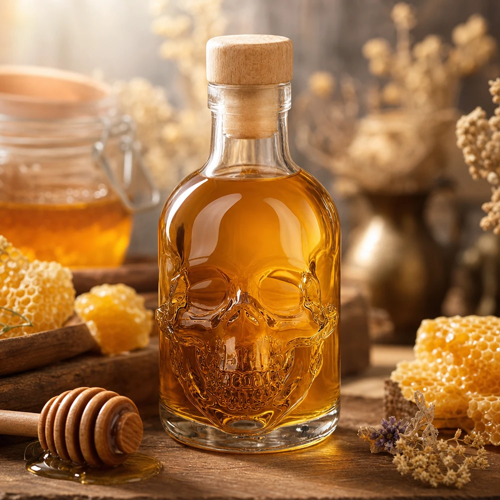 Bouteille en verre 200 ml « Jack » avec bouchon en bois UNiTWIST®
