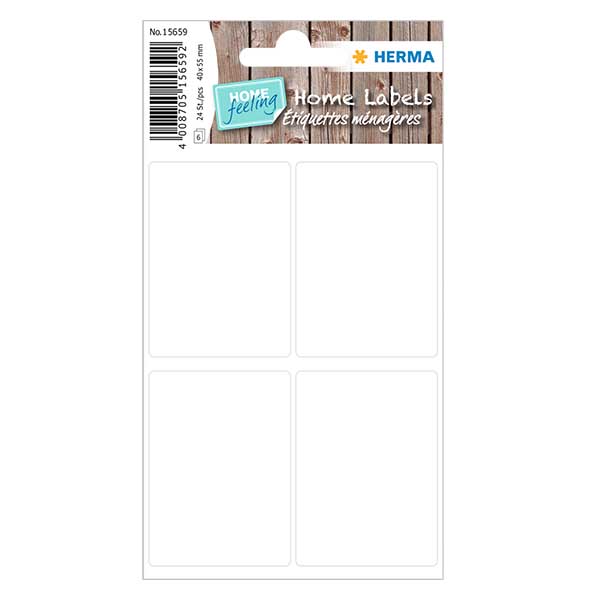 Planche de 24 étiquettes universelles blanches de 40 × 55 mm