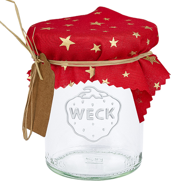 Couvercle en tissu étoiles rouge 120x120mm carré