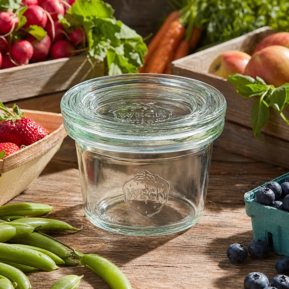 Mise en situation d’un bocal en verre pour les gelées de fruits