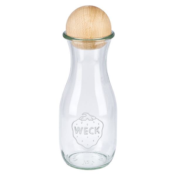 530ml Bouteille à jus de fruits WECK RR60 avec boule en bois en hêtre