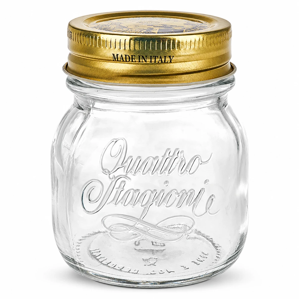 Bocal rond Quattro Stagioni de 150 ml avec couvercle doré