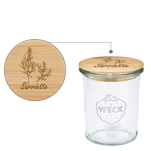 Boîte en bois « sarriette » avec verre WECK plongeant 160 ml Boîte en bois « sarriette » avec verre WECK plongeant 160 ml