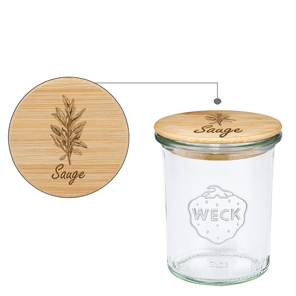 Coffret en bois « Sauge » avec bordure WECK 160 ml Coffret en bois « Sauge » avec bordure WECK 160 ml