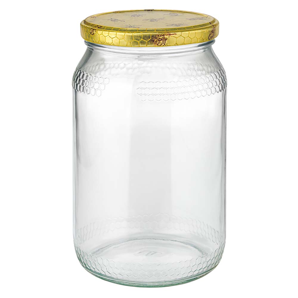 Pot à miel 1260 g avec couvercle motif rayon de miel BasicSeal UNiTWIST